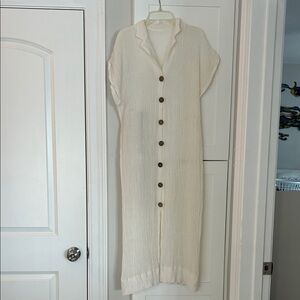 Elegant Cream Button-Down Cover Up